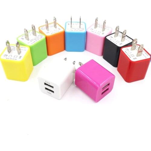 2 Ports USB Output 5V Wall Charger Plug Travel Power Adapter Phone Universal Travel Random Color