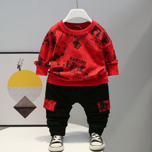 New Sport Spring Autumn Children Clothes Baby Boys printe T-shirt Pants 2Pcs/sets Infant Kids Cotton Toddler Casual Tracksuits