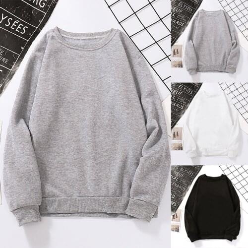 Solid Color Harajuku Hoodies Unisex Loose Long Sleeve Hoodie Autumn And Winter Casual O-Neck Sweatshirts Moletom Feminino