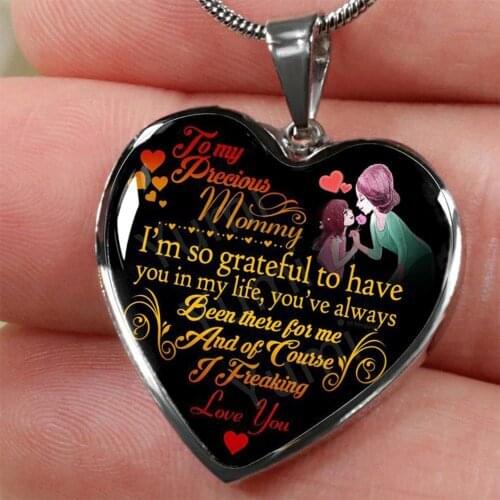To My Mom Necklace Heart Pendant Necklaces Mothers Day Gift for Mom To My Precious Mommy Birthday Gifts Jewelry Accessories