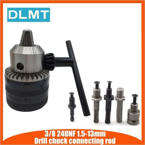 1.5-13mm Drill Chuck Driver Converter 3/8 Inch 24UNF With 1/4 Inch Hex Shank Key Adaptor Round handle