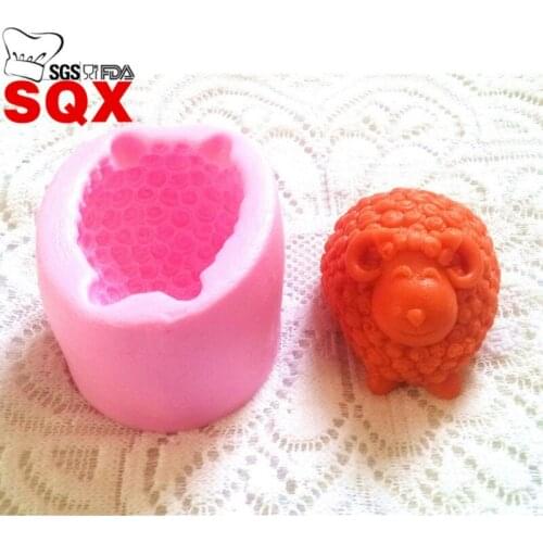 3D Curly smile sheep soap silicone mold, candle molds, silica gel mould, salt carving silicon mold, SQ16133