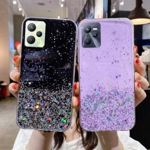For Realme C21 C15 C20A C11 Cover Sequins Glitter Silicone Case OPPO Realme 8 Pro XT 5i 6i 5s X7 Pro Crystal Shockproof Bumper