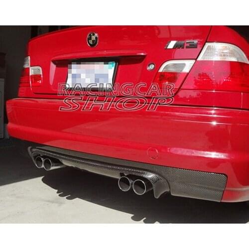 CSL STYLE FULL REAL CARBON FIBER REAR LIP DIFFUSER 4P EXHAUST FOR BMW 3-Series E46 M3 bumper B009