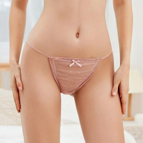 Sexy Mesh Ladies Thong Transparent Perspective Temptation Low Waist Underwear Female Fashion Dots G String Intimate Lingerie