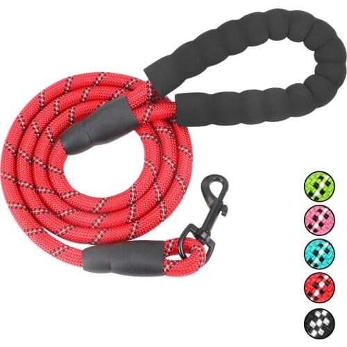 Pet Rope Medium Big Dog Collar Leashes For Labrador Husky Rottweiler Soft Foam Handle Reflective Wire Dog Leads 1.5CM Length