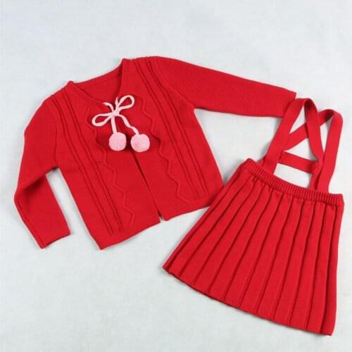 Baby Girl Sweater Cardigan Kids Girl Knitted Suspender Skirt Set Infant Strap Braces Skirt sueter infantil little girl jumper