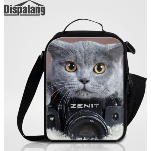 Dispalang Cat Face Thermal Insulated 3d print Lunch Bags for Women Kids Thermal Bag Lunch Box Food Picnic Bags Tote Handbags