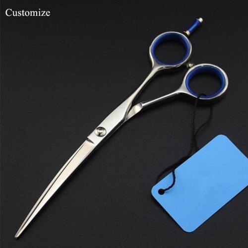 Customize logo japan 440c 6'' bent hair salon scissors cutting barber makas makeup scissor Thinning shears hairdressing scissors