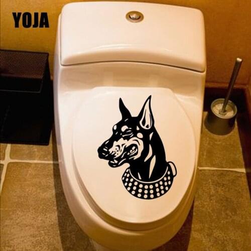 YOJA 18.2X23.9CM Living Room Home Decor Wall Sticker Toilet Decal Doberman Head Large Dog T5-1606