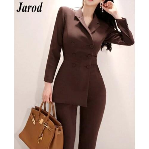 New fashion office OL Double-Breasted Women Jumpsuits Autumn Long Sleeve Irregular Work Wear Notched Collar Jumpsuit Overalls