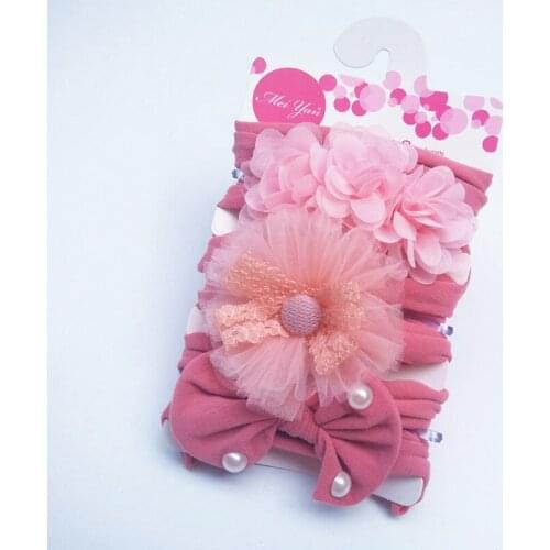 3Pcs/set Baby Headband for Girls Bowknot Flower Pearl Cotton Elastic Hairband for Baby Girl Hair Accessories Baby Stuff