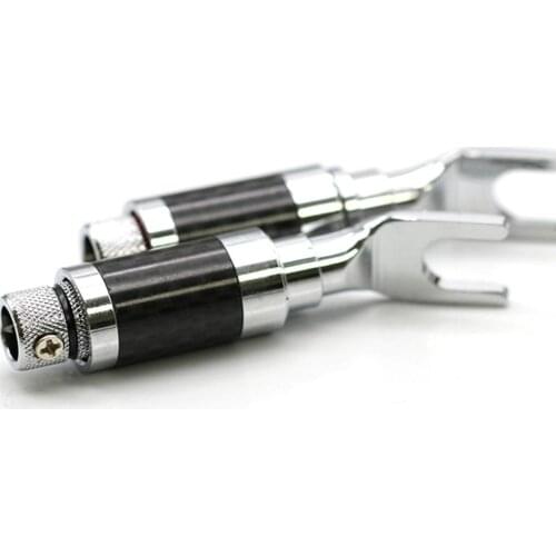 4 Pcs Hifi 4pcs High Performance Carbon Fiber Rhodium Plated Y Spade Jack Connecter