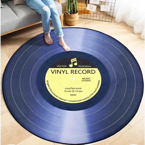 4 Types Round Carpet Rugs 3D Vinyl Record Printed Carpets Floor Mat For Bedroom Living Room Anti slip Home Decoration
