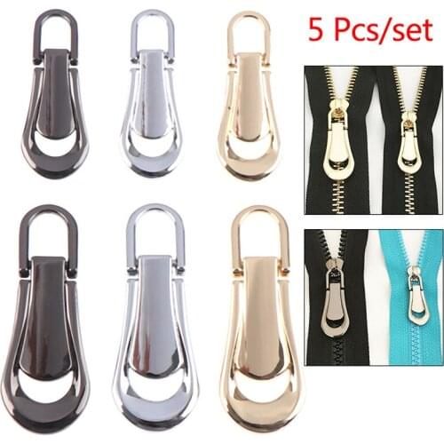5Pcs 3 #5 # Metalen Rits Hoofd Zip Puller Afneembare Rits Reparatie Kits Diy Handgemaakte Craft Quilten Kleding Zakken Levert