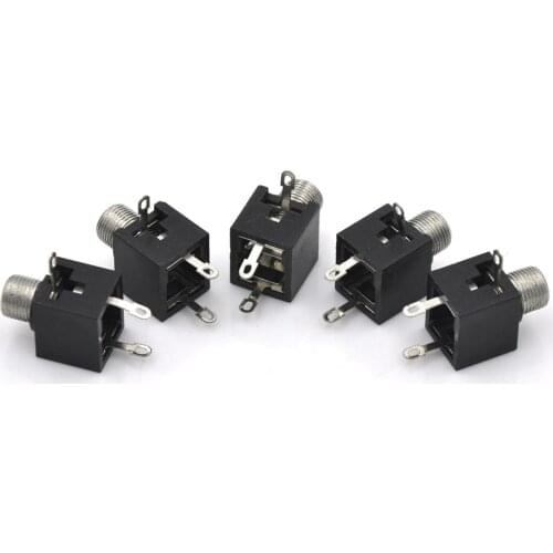 5pcs 3.5mm 3 Pin Female Audio Connector DIP Headphone Single sonic jack Socket Mono Channel Double Track Socket Socket