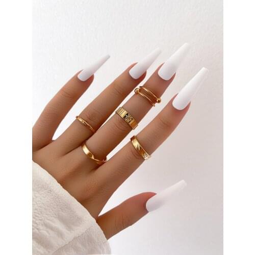 Stillgirl 5Pcs Punk Gold Anxiety Rings for Women Vintage Simple Geometric Set Couple 2021 Trendy EMO Jewelry Anillos Bague Homme