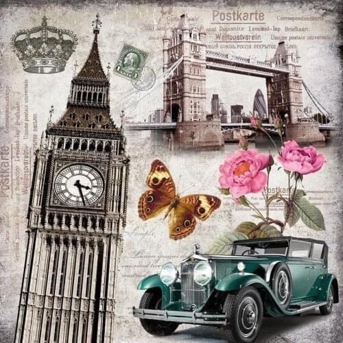 5d Diamond Painting Bridge leaning tower bus Full Drill Scenic Diamond Embroidery Cross Stitch Mosaic Home Decor RS2021