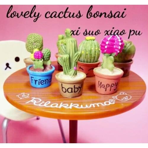 7pcs simulation Miniature Plant Cactus potted succulent ornament diy resin accessories blyth doll accessories for barbi 1/6 doll