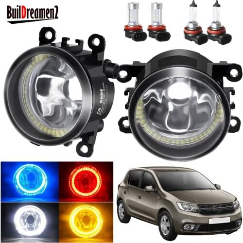 Angel Eye Fog Light Assembly For Dacia Sandero Hatchback 2008-2015 Car 20W Fog Lamp with Halo Ring Daytime Running Light H11 12V
