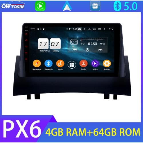 9'' PX6 Car Multimedia Player 4G+64G For Renault Megane 2 II 2003-2009 GPS Navi Bluetooth 5.0 Tethering Android 10 Auto Stereo