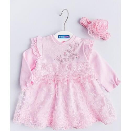 Babymod Baby Girl Dress Guipure Bandana Long Sleeve Baby Dress