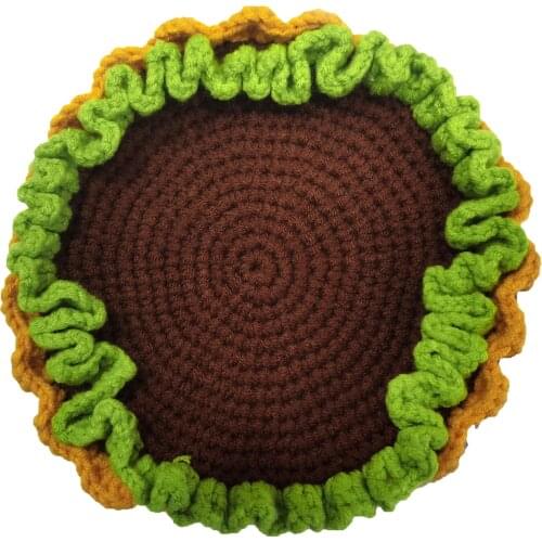 BOMHCS Knitted Art Hamburger Crochet Coin Bag Knitting Purse Storage Handmade Knitting Zipper Wallet