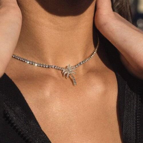 2020 summer new beach jewelry gold silver color 2mm cz thin tennis chain choker necklace for women