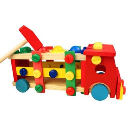 Baby Wooden Toy Tools Kids Tool Car Disassemble Table Games Learning Educational Knock On the Ball Screw Assembly Garden Game