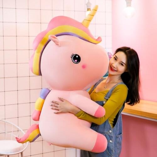 Giant Huggable Rainbow Unicorn Plush Toy Stuffed Cartoon Animal Unicornio Plush Doll Kawaii Pillow Toy for Girl Birthday Xmas