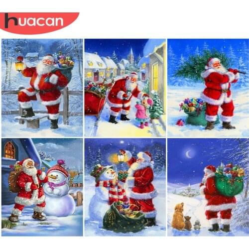 HUACAN DIY Diamond Painting Santa Claus Rhinestone Picture Cross Stitch Snow 5D Diamond Embroidery Christmas Decoration