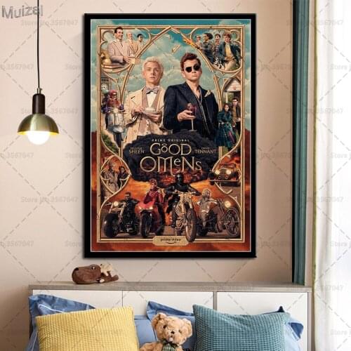 Art Poster Good Omens Neil Gaiman TV Series Canvas Painting Retro Wall Pictures Prints for Living Room Home Decor