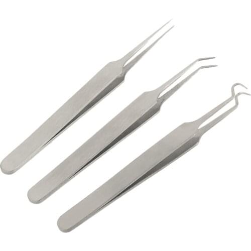 3 pcs/set Acne Needle Tweezers Blackhead Pimples Removal Gib Head Face Skin Care Tools Comedone Acne Extractor