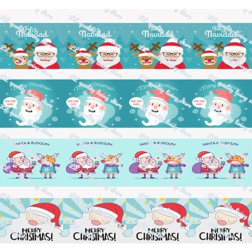 WL 16mm/22mm/25m Santa Claus Printed Grosgrain Ribbon Gift Wrapping Hair Bow Diy Christmas Party Decoration Craft Supplies 50Y
