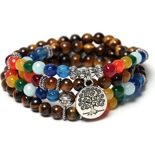NAPOLN Tree Of Life Multilayer Bracelet Beads 108 Mala Yoga Bracelets Natural Stone For Women Dropshipping Bracelets For Men
