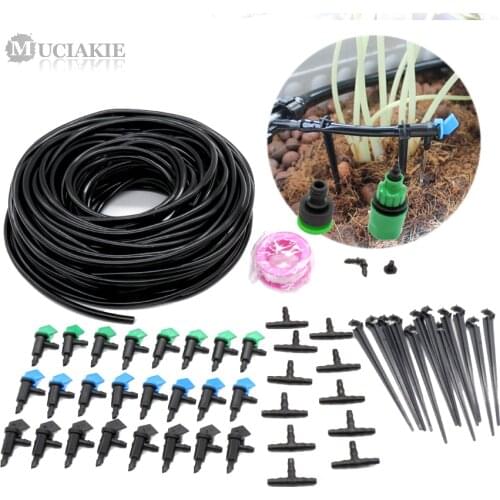 MUCIAKIE 1 KIT 10M Pressure Compensating Emitters 1/4'' Garden Water Hose Watering Drip Irrigation System Bonsai Drippers
