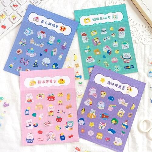 Cartoon Bears Rabbit Colorful Cute Stickers Label Paster Album Notebook DIY Decorative Stickers Scrapbooking Kawaii Stationery