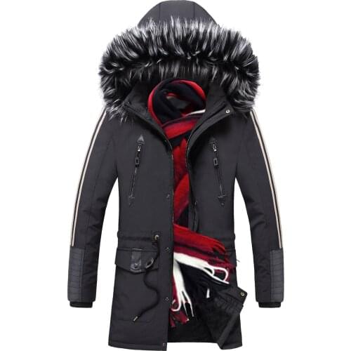 Men Brand Pockets Outwear Waterproof Jacket Parka Men Men Winter New Warm Fur Collar Long Thick Cotton Casual Parkas Jacket Coat