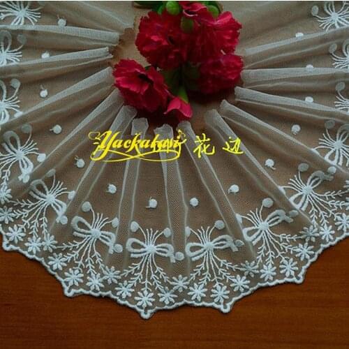 Soft Tulle Lace Cotton Embroidery Lace Butterfly Trim Mesh Embroidered Apparel Sewing Accessories 11cm