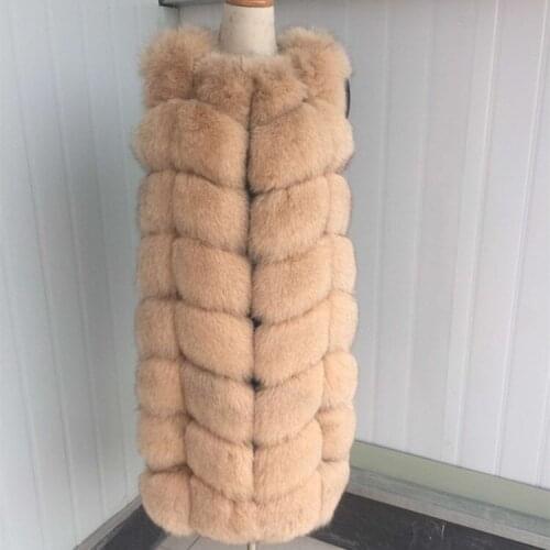 2017 new Korean version of the fox fur fur coat whole leather vest female mid-length Slim round neck square vest
