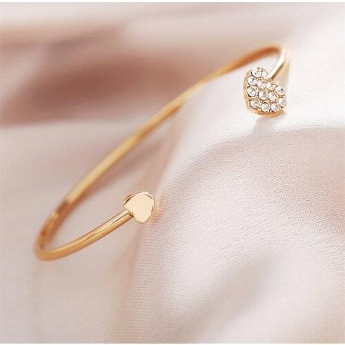 50498 new womens opening Bracelet creative simple full diamond heart-shaped love bracelet
