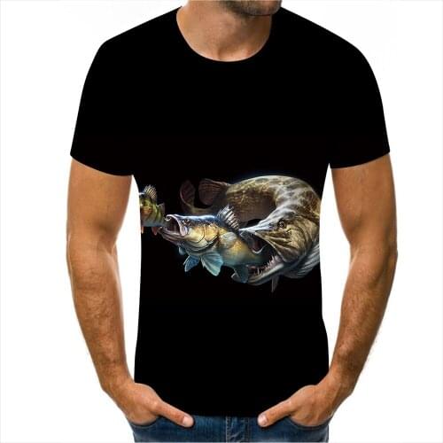 The latest summer 2021 fish outdoor Mans T-shirt 3D cool printing fishing Fish eat fish casual Oversized t-shirt