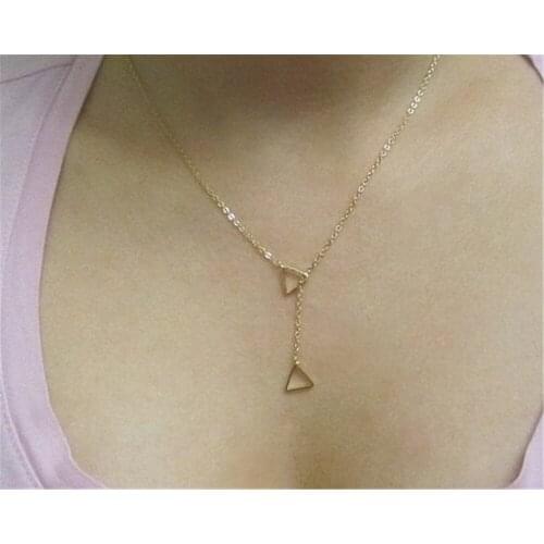 New Triangle Necklace Two Triangles Crosses Necklace Double Triangles Necklace For women