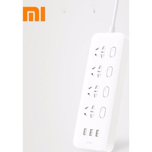 Original Xiaomi Mijia Power Socket Strip 4 Sockets With 4 Individual Switches 5V/2.1A 3USB port Extension Sockets Charger