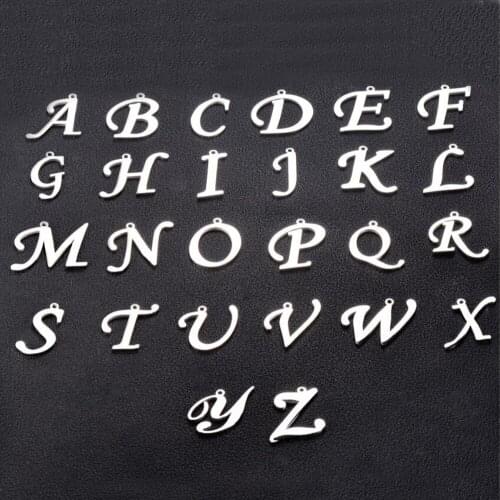 5pcs stainless steel 26 capital letters pendant charms DIY simple fashion necklace earring accessories