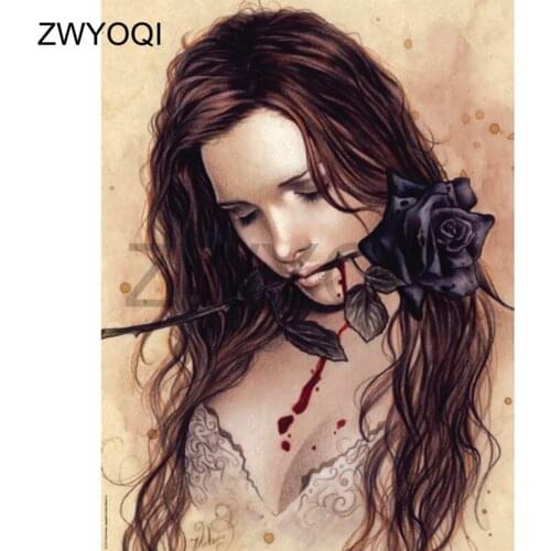 Full Square Diamond mosaic Bloody rose girl 5D DIY Diamond embroidery Cross stitch Full Round Diamond painting Bloody rose girl