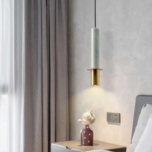 Postmodern simple bedroom bedside lamp light luxury Nordic bar dining room lamp creative copper small pendant lights
