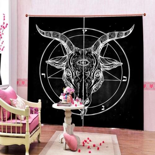 Simple style Sketch Drawing Bull Head Window Curtain Customized any size For Living room Bedroom Blackout Drapes Decor Sets