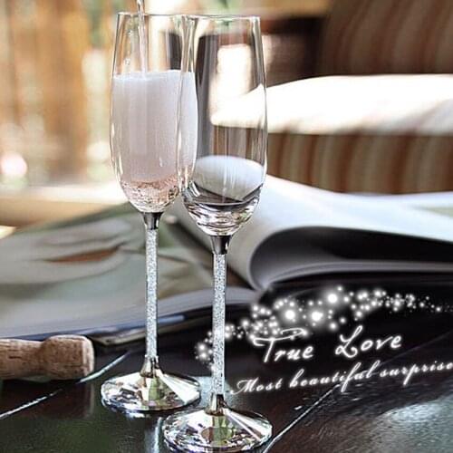 Luxury Wine Glass Lead Free Diamond Crystal Glass Goblet Beer Glass Champagne Glasses Wedding Glasses Romantic Wedding Gifts