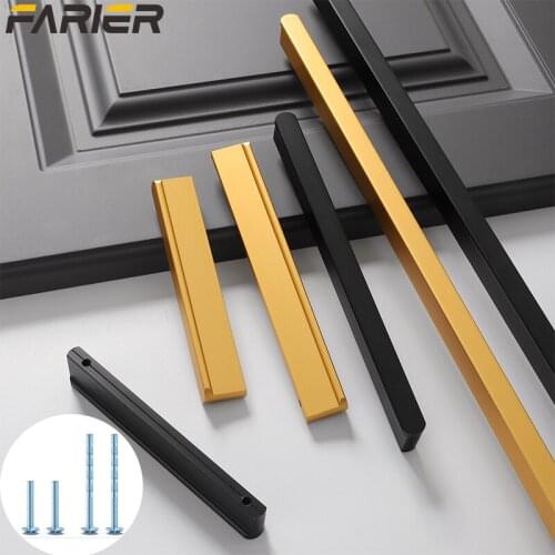 Modern Simple Black Gold Handle Cabinet Door Handle European Light Luxury Cabinet Door Handle